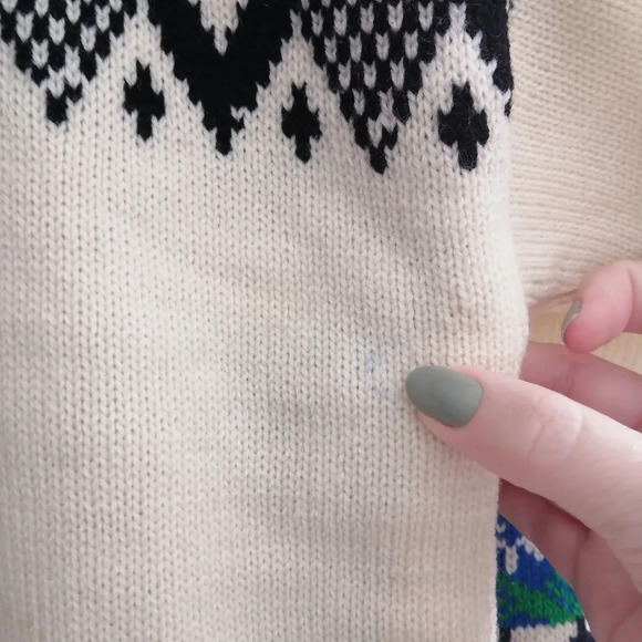 Vintage Embroidered Chunky Knit Sweater Norway Grandma Geometric Floral Medium - Picture 9 of 17